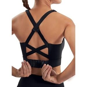 EWEDOOS Black Criss Cross Back‎ Sports Bra Large Support Adjustable Straps